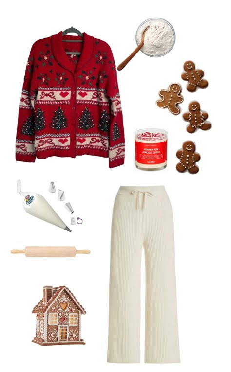 comfy christmas baking outfit inspo for gingerbread house decorating Baking Outfit, Cozy Christmas Outfit, Gingerbread House Decorating, Comfy Christmas, Outfit Inspo Aesthetic, Christmas Festivities, Gingerbread House Decorations, Aesthetic Cozy, Christmas Outfits Women