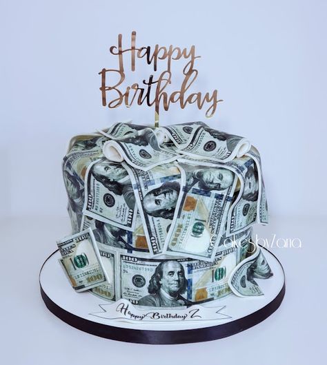 Dolar Cake Ideas, Dollar Cake Design, Money Birthday Cake For Men, Money Cake Ideas For Men, Money Cake Ideas Dollar Bills, Money Themed Cake, Rapper Birthday Cake, Money Cake Ideas, Cake With Money