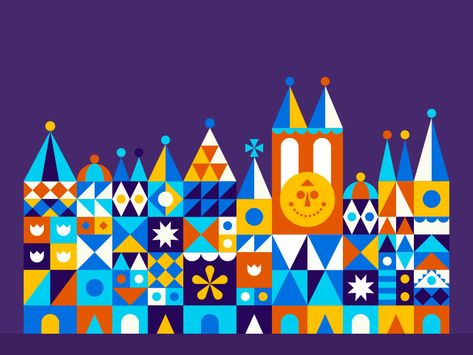 It's a small world by Nino Mamaladze Mary Blair Illustration, Mary Blair Art, Blair Castle, It’s A Small World, Castle Drawing, Mary Blair, It's A Small World, Middle School Art, Custom Icons