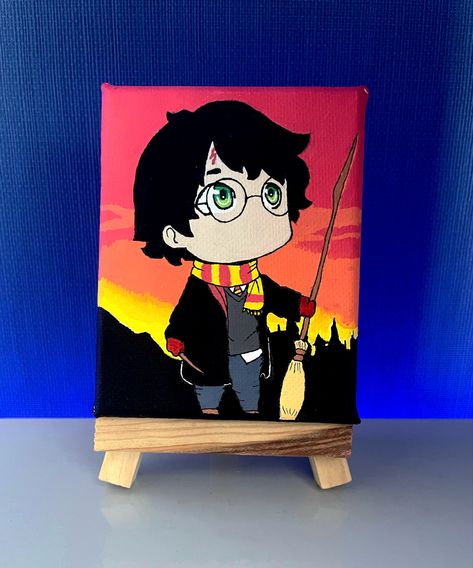 Harry Potter Painting On Canvas, Harry Potter Canvas Painting, Harry Potter Canvas Art, Hogwarts Painting, Beautiful Scenery Paintings, Harrypotter Fanart, Diy Embroidery Art, Harry Potter Sketch, Harry Potter Painting