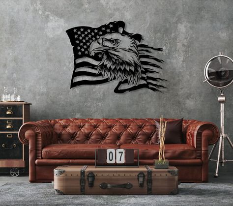 American Eagle Metal Wall Art, American Flag Wall Decor, US Large Metal Eagle Wall Sign, Fourth of July Independence Day Flag,Patriotic Gift https://etsy.me/3nDpVlB #metalworking #entryway #artdeco #homeandliving #homedecor #walldecor #wallhangings #largemetaldecor Eagle Mural Wall Art, Wood American Flag Wall Decor, Eagle Metal Wall Art, Metal American Flag Wall Art, American Flag Wall Decor, Metal American Flag, Gold Metal Wall Art, Flying Birds Metal Wall Art, Metal Bird Wall Art