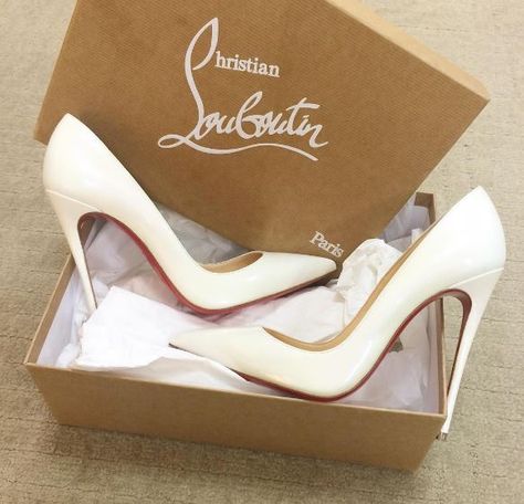 Christian Louboutin 'So Kate' white pumps White Louboutin, So Kate Louboutin, White High Heels, Christian Louboutin So Kate, Beautiful High Heels, So Kate, Bridal Heels, Louboutin Heels, Christian Louboutin Heels