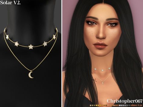 The Sims Resource - Solar Necklace V2 Lipstick Tattoos, Moon Accessories, Forever Necklace, Tumblr Sims 4, Seashell Pendants, Star And Moon, Sims Community, Sims 4 Cc Finds, Summer Necklace