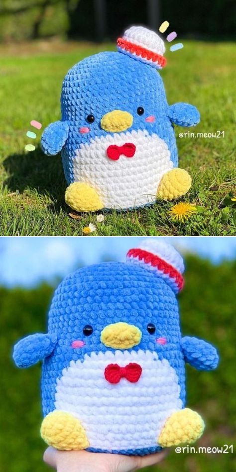 Toys Quotes, Penguin Amigurumi, Tuxedo Sam, Hello Kitty Crochet, Crochet Penguin, Easy Crochet Animals, Crochet Disney, Crochet Animals Free Patterns, Crochet Butterfly