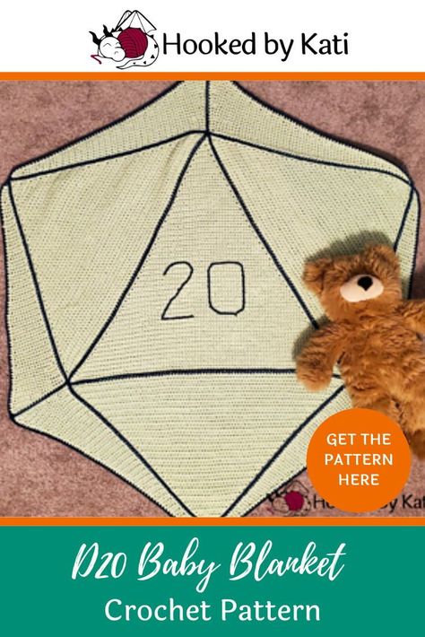 In the game Dungeons & Dragons, rolling a natural 20 is a stroke of awesome luck. Your next move is blessed with good fortune. So what better gift for your expecting D&D friend than a crochet D20 baby blanket in the image of a perfect roll for their little level one human. Get your D20 baby blanket crochet pattern here! D20 Crochet Pattern, Dnd Crochet Blanket, D20 Crochet, Crochet D20, Dnd Crochet, Baby Blanket Free Crochet Pattern, Crochet Photo Props, Baby Crochet Patterns Free, Crochet Dragon