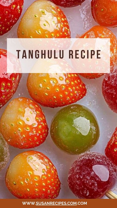 Sweet, crunchy, and oh-so-satisfying! Tanghulu brings a burst of crispy sugar-coated fruit that’s as fun to make as it is to eat! 🍓🍬 #TanghuluTreats #CrunchyGoodness #SweetAndSour #ChineseDelights #CandyCravings #FruityFun #SugarCoated #SnackTime #HomemadeGoodies #DeliciouslyDifferent Sugar Coated Fruit, Tanghulu Recipe, Candied Fruit Recipes, Chinese Snacks, Candied Fruit, Three Ingredient, Fruit Recipes, Snack Time, Fresh Fruit