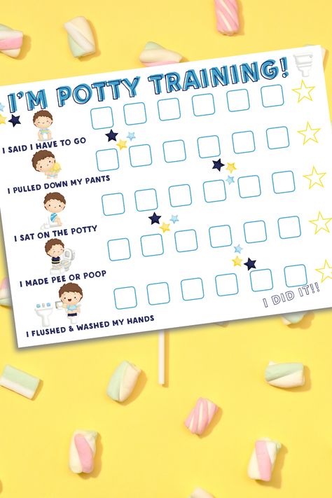 Free Printable Potty Training Chart - Just Simply Mom Potty Training Template Free Printable, Potty Reward Chart Free Printable, Free Potty Chart, Potty Training Visuals, Potty Sticker Chart, Printable Potty Training Chart, Potty Training Activities, Sticker Chart Printable, Toilet Training Chart