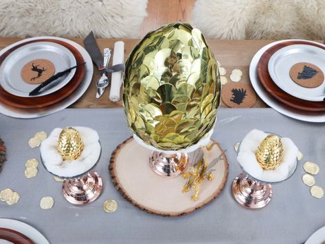 DIY Dragons Egg Centerpiece Dragon Centerpiece, Dragons Egg, Diy Dragon, Dragon Baby Shower, Nye Celebration, A Game Of Thrones, Crazy Rich, Dragon Party, Party Planning Ideas