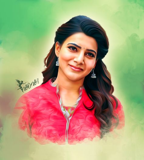 Smudge Painting - Samantha Akkineni Digital Art Styles, Digital Portrait Painting, Portrait Styles, Digital Art Portrait, Hybrid Art, Art Portrait, Digital Portrait, Digital Painting, To Learn