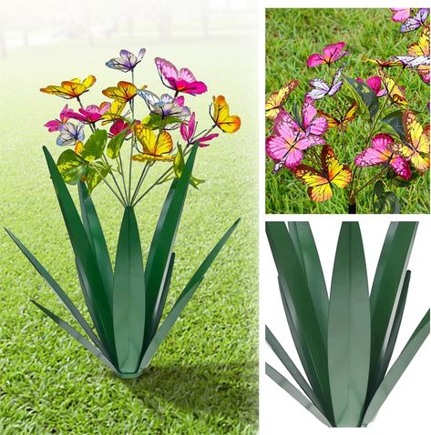 Amazon.com: Garden Outdoor Butterfly Enlarge thickened Wind Resistant Metal Agave Garden Art Metal Plant Country Garden Sculpture Statue Decorations Ornaments Artificial Waterproof Butterflies(green 2pcs) : Tools & Home Improvement Agave Garden, Patio Art, Mothers Day Baskets, Butterfly Plants, Fairy Garden Designs, Lawn Art, Art Deco Sculpture, Agave Plant, Lawn Ornaments