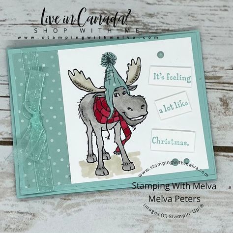 Stampin Up All Bundled Up Moose Cards, Stampin Up All Bundled Up Cards, Side Step Cards, Craft Nook, Stampin Up Weihnachten, Side Step Card, Christmas Moose, Step Cards, Friends Christmas