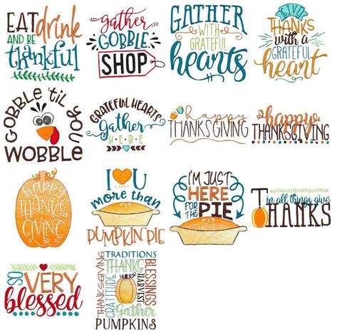 Thanksgiving Sayings - 14 Machine Embroidery Designs - Multiple Sizes - Thanksgiving Sayings Embroidery Designs Thanksgiving Subway Art, Thanksgiving Sayings, Heart App, Home Embroidery Machine, Modern Hand Embroidery Patterns, Thanksgiving Gratitude, Machine Embroidery Quilts, Thanksgiving Words, Graduation Design