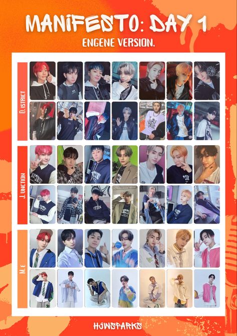 Manifesto Day 1 Photocards, Enhypen Manifesto Day 1, Enhypen Collection, Manifesto Day 1, Enhypen Manifesto, Pc Template, Album Template, Amagi Brilliant Park, Photocard Template