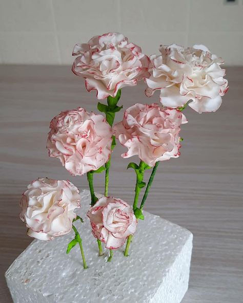 Carnation Cake, Beautiful Carnations, Fondant Unicorn Cake Toppers, Fondant Unicorn, Sculpted Flowers, Modelling Ideas, Carnation Flowers, Special Event Cakes, Wedding Cake Cookies