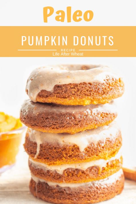 Paleo Pumpkin Spice Donuts are easy to make with only 5 ingredients! #glutenfreedonuts #paleodonuts #pumpkindonuts #bakeddonuts Paleo Pumpkin Spice, Gluten Free Pumpkin Muffins, Gluten Free Cinnamon Rolls, Vegan Pumpkin Spice, Pumpkin Spice Donut, Gluten Free Kids, Gluten Free Donuts, Paleo Pumpkin, Gluten Free Recipes For Breakfast