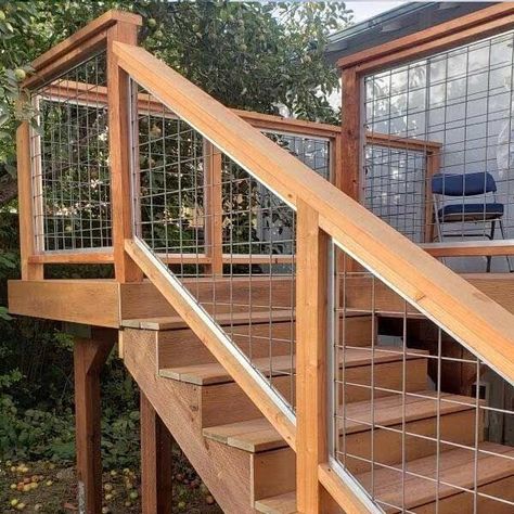 Mesh Railing, Wild Hog Railing, Stair Panels, Stair Fence, Deck Railing Diy, Steel Stair Railing, Wood Deck Railing, Deck Stair Railing, Metal Deck Railing