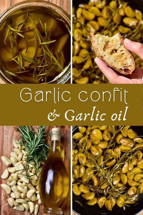 How To Store Roasted Garlic, How To Make Garlic Confit, Marinated Garlic Cloves, How To Preserve Garlic Cloves, Garlic Confit Recipes, Roasted Garlic Confit, Garlic Oil Recipe, Confit Garlic, Confit Recipes