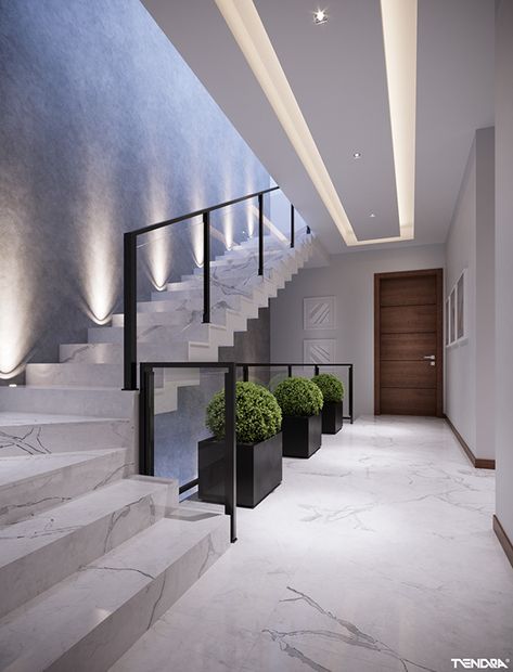 Simple Villa Interior Design, Modern Entrance Stairs, Stair Case Ideas Modern, Modern House Entrance Interior, Modern House Hallway, Simple Modern House Design Exterior, Simple Luxury Home, Modern House Stairs, House Stairs Design