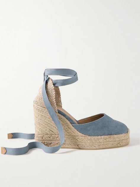 Shop CASTAÑER Carina 80 canvas wedge espadrilles, Explore the latest CASTAÑER women's collection today on NET A PORTER Castaner Espadrilles, Interior Design Instagram, Blue Espadrilles, Colonial Exterior, Graduation Outfits, Blue Accessories, Wedge Espadrilles, Mary Jane Heels, Denim Jacket Men