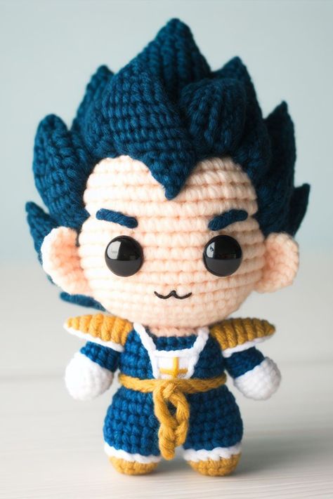 Vegeta Amigurumi Goku Crochet Pattern Free, Dragonball Crochet, Anime Amigurumi Free Pattern, Dragon Ball Z Crochet, Vegeta Amigurumi, Dragon Ball Amigurumi, Dragon Ball Crochet, Dragon Amigurumi Free Pattern, Vegeta Dragon Ball Z