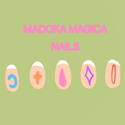 Madoka magica puella rebellion series movies blue orange pink purple red nails inspiration french tips tip drawing Madoka Magica Inspired Nails, Madoka Magica Tattoo Ideas, Madoka Nails, Madoka Magica Nails, Purple Red Nails, Madoka Magica Tattoo, Nails Inspiration French, Red Nails Inspiration, Nails Kpop