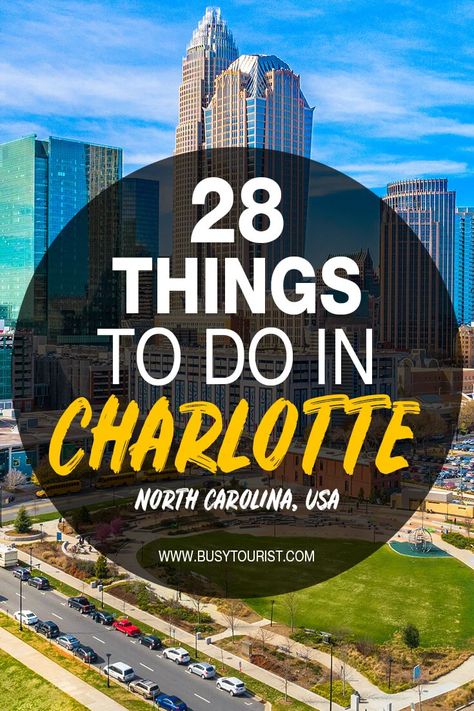 Planning a trip to Charlotte, NC and wondering what to do there? This travel guide will show you the top attractions, best activities, places to visit & fun things to do in Charlotte, North Carolina over here! Start planning your itinerary & bucket list now! #charlotte #charlottenc #northcarolina #thingstodoincharlotte #usatravel #usatrip #usaroadtrip #travelusa #ustravel #ustraveldestinations #americatravel #travelamerica #vacationusa North Carolina Vacations, North Carolina Travel, Us Travel Destinations, Charlotte North Carolina, United States Travel, Road Trip Usa, North America Travel, 50 States, Usa Travel