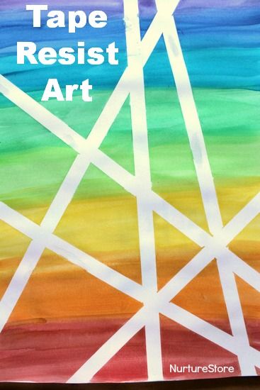 Tape Resist Art, Masking Tape Art, Resist Art, Tape Painting, Tape Art, Rainbow Crafts, Tableau Art, Rainbow Art, Preschool Art