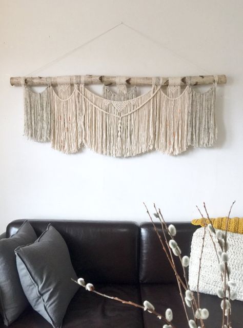 Diy Macrame Plant Hanger Pattern, Above The Couch, Birch Wall, Bed Measurements, Macrame Plant Hanger Patterns, Birch Logs, Hanging Diy, Above Couch, Diy Macrame Plant Hanger