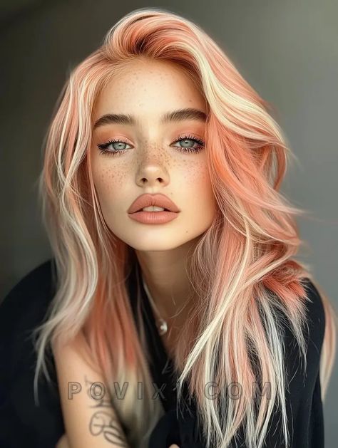 34 Peach Hair Color Ideas 2024 from Rose Gold to Pastel Styles, Soft Highlights, Coral Anime Looks Dark Peach Hair Color, Pastel Coral Hair, Copper Rose Gold Hair, Peach Hair Color, Soft Highlights, Rose Gold Blonde, Underneath Hair Color Ideas, Peach Hair Colors, Underneath Hair Color