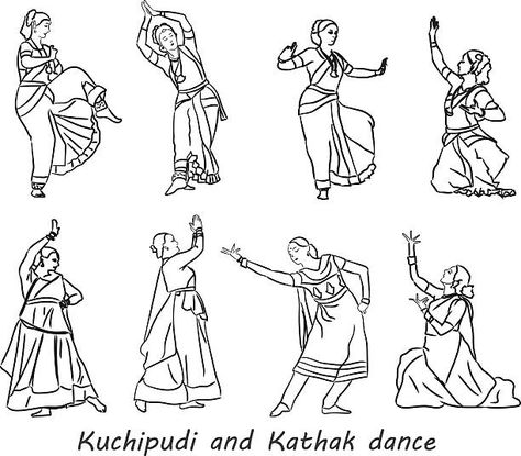 Kathak Dance Poses, Dance Poses Drawing, Dance Coloring Pages, Dancing Drawing, Dancer Poster, Kathak Dance, Dance Vector, Chibi Coloring Pages, Dance Of India