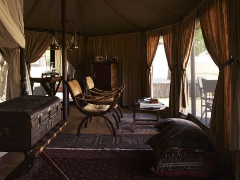 Under Canvas, Tented Camp, Lodge Design, British Colonial Decor, Colonial Interior, Hunting Camp, Safari Tent, Colonial Decor, Home On The Range