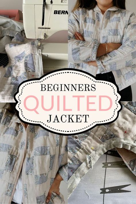 Quilted Jacket Pattern Diy, Diy Quilted Jacket, Quilt Jacket Pattern, Quilt Coat Pattern, Quilted Sweatshirt Jacket, Quilted Coat Pattern, Quilted Jacket Pattern, Quilted Clothing, Diy Sewing Tutorials