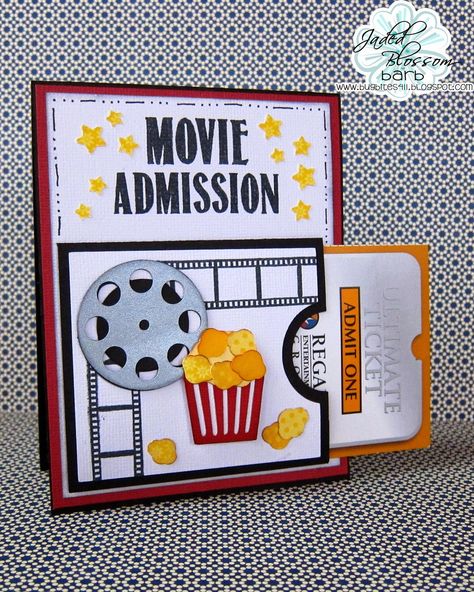 BugBites: Jaded Blossom May Release Week Day Two - Movie Time! Movie Cards Ideas, Movie Day Ideas For Kids, Potter Puppet Pals, Cinema Gift, Anniversaire Diy, Jaded Blossom, Movie Card, Diy Gift Card, Movie Time