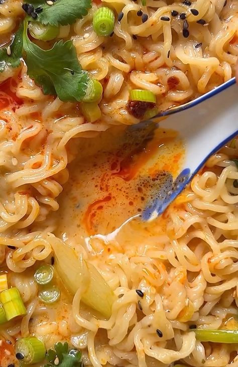 Unique Asian Recipes: Creamy, Nutty Miso Ramen Noodle Soup w Peanut Butter Creamy Miso Noodles, Creamy Nutty Noodle Soup, Japanese Ramen Chicken, Ramen Noodles With Wontons, Creamy Wonton Soup, Quick Noodle Soup, Fancy Ramen Noodles, Noodle Recipes Asian, Creamy Ramen Noodle Recipes