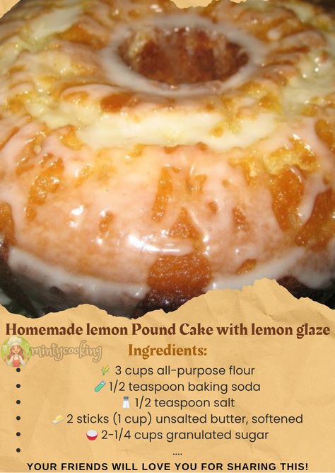 Homemade Lemon Pound Cake, Italian Lemon Pound Cake, Delicious Lemon Cake, Pound Cake Recipes Easy, Lemon Pound Cake Recipe, Homemade Bread Easy, Strawberry Shortcake Recipes, Lemon Cake Recipe, Lemon Glaze