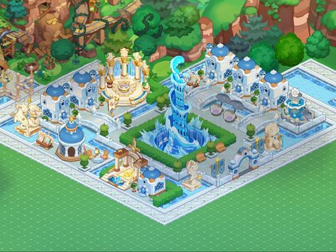 ©️@haiseflwr • cookie run kingdom layout • do not repost • waterfall of contemplation/ dream of the tower/ sea fairy layout • #crk #cookierunkingdom #cookierun Crk Creme Republic Layout, Cookie Run Kingdom Layout Azure, Cookie Run Kingdom Starry Dream Station, Starry Dream Station Crk, Cookie Run Kingdom Layout Starry Night, Republic Azure Crk Layout, Vanilla Kingdom Layout, Cookie Run Kingdom Pure Vanilla Layout, B.a.d 4 Cookie Run Kingdom