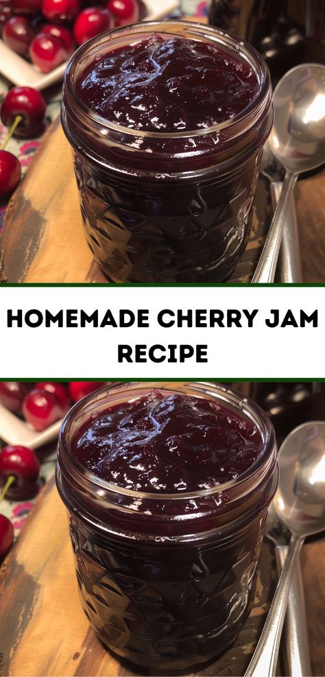 Looking for cherry recipes? Try this Homemade Cherry Jam Recipe. Perfect for dessert recipes, this cherry jam adds a delicious touch to any cherry dessert. Homemade Cherry Jam, Cherry Jam Recipe, Fresh Cherry Recipes, Cherry Jam Recipes, Breakfast Spread, Dessert Places, Cherry Jam, Cherry Desserts, Cherry Recipes