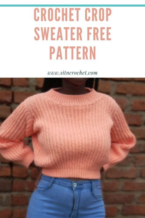 Finally we have this crochet crop sweater pattern available for absolute FREE!! check it out and see how best you can spice up that wardrobe this coming year Crochet Crop Sweater Pattern, Crop Sweater Pattern, Crochet Crop Sweater, Crochet Bloggers, Crochet Sweater Free, Crochet Jumper, Crochet Sweater Pattern Free, Crochet Simple, Crochet Crop