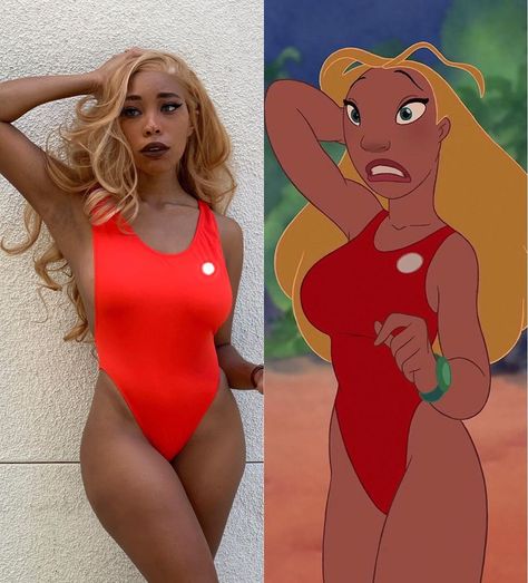 do yall remember that one bad lifeguard from lilo & stitch? 🏖 Life Guard From Lilo And Stitch, Lilo And Stitch Cosplay, Lilo And Stitch Lifeguard, Kiera Please, Stitch Drawings, Lilo And Stitch Drawings, Stitch Drawing, Tutorials Drawing, Female Pose Reference