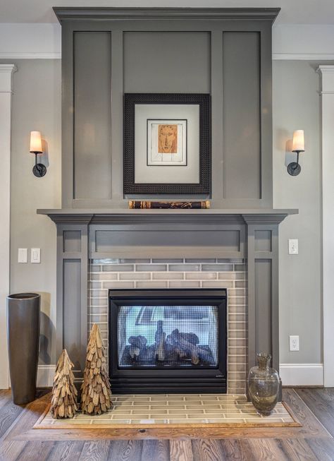 Business Decor Ideas, Farmhouse Interior Ideas, Modern Farmhouse Interior, Fireplace Accent Walls, Transitional Fireplace, Fireplace Mantel Designs, Fireplace Redo, Diy Fireplace Makeover, Fireplace Mantle Decor