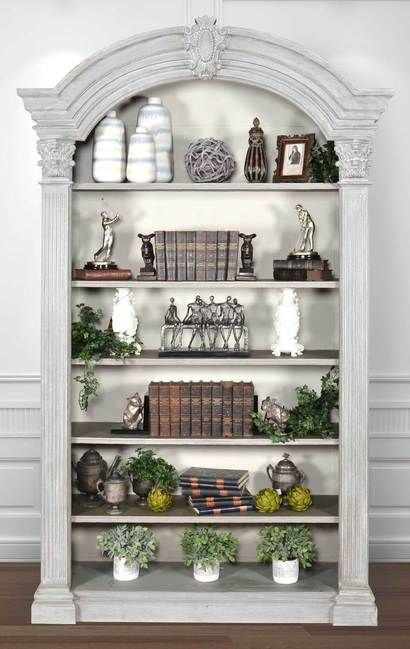 Display Cabinets | Furniture on Main Elegant Bookcase, Muebles Shabby Chic, Farmhouse Buffet, Shelf Decor Living Room, Large Bookcase, Styling Shelves, Decorating Bookshelves, Patio Sets, Bookshelves In Living Room