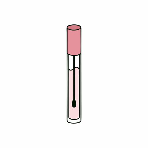 Lip gloss in a glass package. Women's lipstick. Vector Doodle illustration. Liptint Logo Template Aesthetic, Lipstick Drawing Easy, Lipgloss Illustration, Lip Gloss Logo Design Ideas, Lipgloss Drawing, Lip Gloss Drawing, Lipstick Doodle, Makeup Doodles, Lip Gloss Stickers