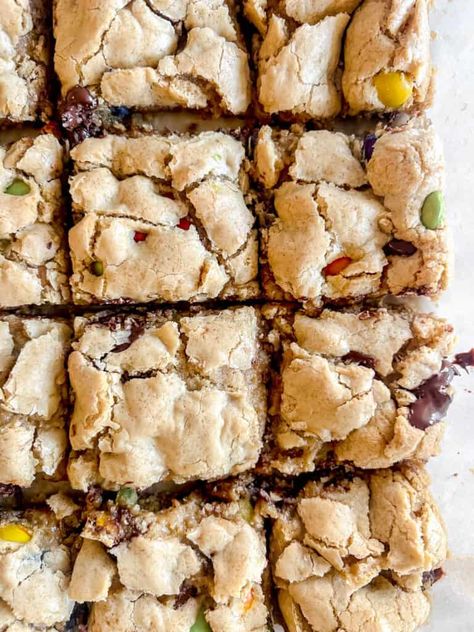 Gluten Free Cookie Bars with Chocolate Chips (Dairy free) - Perchance to Cook Dairy Free Cookie Bars, Candy Cookie Bars, Gluten Free Dairy Free Cookies, Bars With Chocolate Chips, Gluten Free Cookie Bars, Dairy Free Chocolate Chip Cookies, Egg Free Desserts, Gluten Free Cookie, Candy Bar Cookies