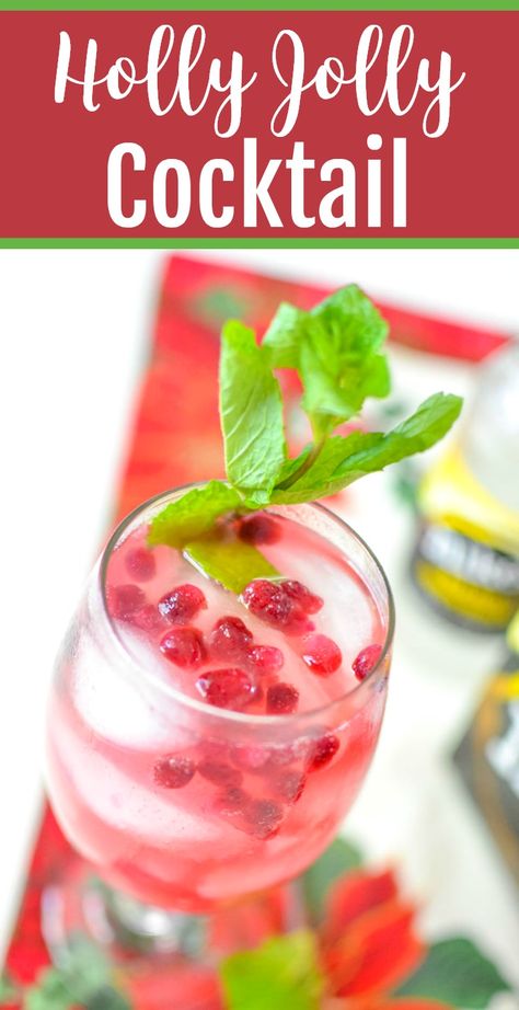 Holly Jolly Cocktail Recipe - Festive Holiday Adult Beverage featuring cranberry, pomegranate and mint #MikesHard #DrinkOnTheBrightSide AD Cranberry Pomegranate, Hard Lemonade, Holly Jolly Christmas, On The Bright Side, Jolly Christmas, Pomegranate Seeds, Holiday Cocktails, Holiday Drinks, Cranberry Juice