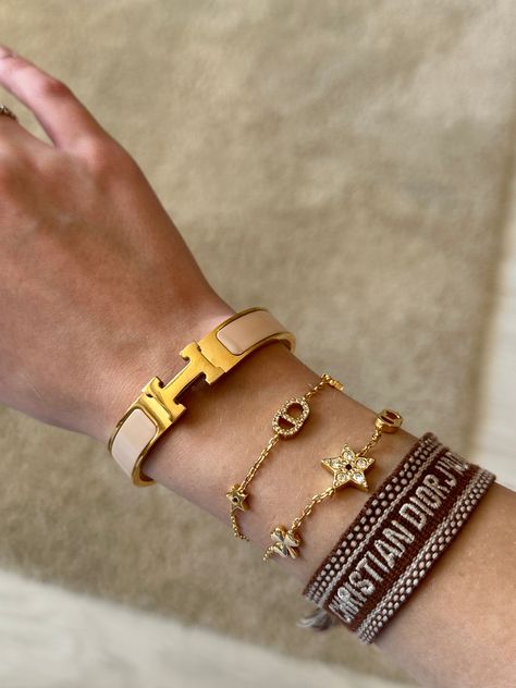 Hermes Clic H Bracelet Stack, Dior Bracelet Stack, Hermes Bracelet Aesthetic, Hermes Bracelet Outfit, Hermes Bracelet Stack, Luxury Bracelet Stack, Hermes Clic H Bracelet, Hermes Bracelets, Bracelet Dior