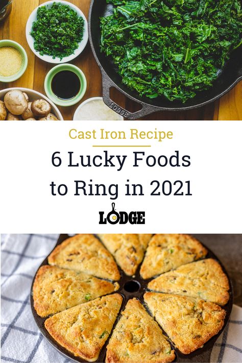 Lodge Recipes, Entrees Recipes, Lucky Food, Southern Greens, Carrot Spice Cake, Iron Recipes, Skillet Dishes, Green Soup, New Year's Food