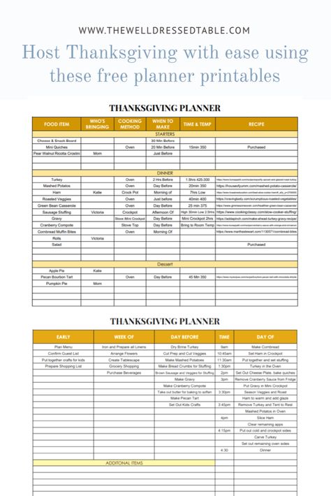 Thanksgiving dinner just became a lot easier with these free printables. Have all your recipes, cooking times and information you need throughout the day on one paper timeline so you don’t forget when to put something in the oven or what to make in advance. Getting organized is my biggest Thanksgiving tip getting all the dinner plans out of your head and on paper to easily host Thanksgiving. Thanksgiving Timeline Printable, Thanksgiving Spreadsheet, Thanksgiving Cooking Timeline, Thanksgiving Timeline, Thanksgiving Checklist, Host Thanksgiving, Thanksgiving Planning, Thanksgiving Planner, Thanksgiving Cooking