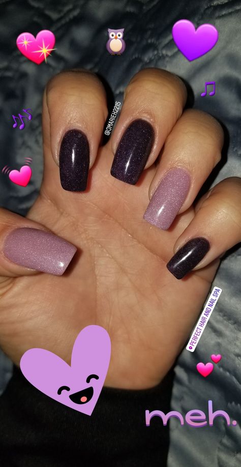 Light and dark purple, dip powder,  real nails, square shape, long length  #DIPPowder #purpleacrylicnails Dark Purple Dip Powder Nails, Purple Powder Nails, Light Purple Dip Powder Nails, Purple Dip Powder Nails, Nexgen Nails Colors, Matte Purple Nails, Dark Color Nails, Black And Purple Nails, Nail Dipping Powder Colors