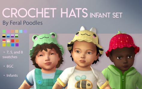 Crochet Infant Hats, Ts4 Maxis Match Cc, Crochet Bucket Hats, Infant Hats, Sims Stories, Sims Baby, Maxis Match Cc, Sims 4 Children, Sims 4 Mm Cc