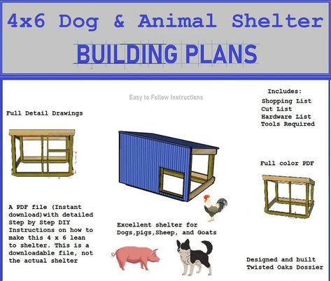 Would you like to build your own small animal shelter? We have an easy step by step downloadable plan just for you. Take charge and get started today. The easy instructions help walk you through each step. With the supplies list makes for an easy pickup at your local hardware store. Diy Outdoor Pet Shelter, Livestock Dog Shelter, 3 Sided Horse Shelter Plans, 3 Sided Horse Shelter, Lean To Shelter, Large Dog House Plans Lowe's, Shed Diy, Guardian Dog, Goat Shelter